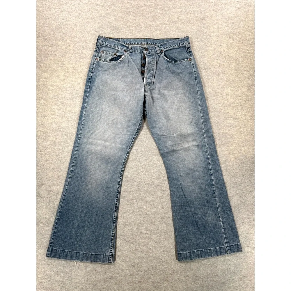 Levis Bootcut Jeans Mens 36x33 Blue Denim Mid Rise Light Wash Everyday Casual